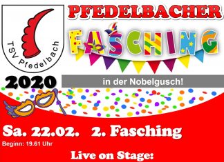 Karten an der Abendkasse für den 2. Pfedelbacher Fasching
