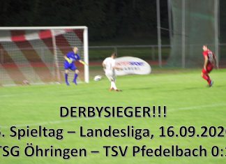 1. Mannschaft – Landesliga 6. Spieltag: TSG Öhringen – TSV Pfedelbach 0:1 (0:0)