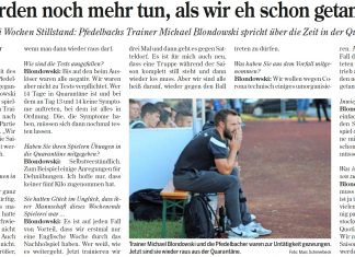 Pfedelbachs Trainer Michael Blondowski spricht in der Hohenloher Zeitung über die Zeit in der Quarantäne