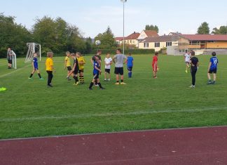 Landesligaspieler beim D-Jugendtraining