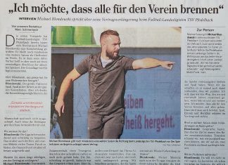 Bericht aus der Hohenloher Zeitung zur Vertragsverlängerung von Chefcoach Michael Blondowski