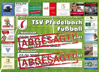 1. Mannschaft – Landesliga SPIELAUSFALL!!! 27. Spieltag: TSV Pfedelbach – SV Kaisersbach