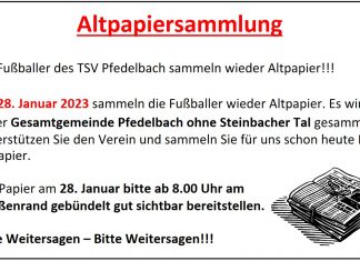 Altpapiersammlung am 28.01.2023