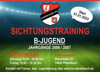 Sichtungstraining B-Jugend – Kommt vorbei!