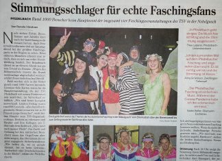 Bericht aus der Hohenloher Zeitung über den 2. Pfedelbacher Fasching 2023