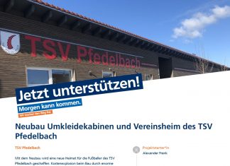 Helft uns bei unserem Crowdfunding-Projekt „Neubau Umkleidekabinen und Vereinsheim des TSV Pfedelbach“