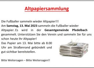 Altpapiersammlung am 13.05.2023