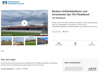 Helft uns bei unserem Crowdfunding-Projekt „Neubau Umkleidekabinen und Vereinsheim des TSV Pfedelbach“