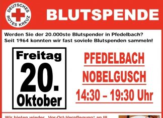 Blutspende am Freitag, 20.10.2023 – Erstspender dringend gesucht