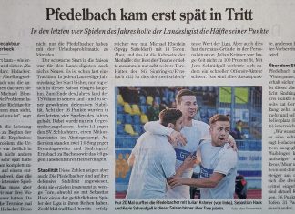 1. Mannschaft – Pfedelbach kam erst spät in Tritt – Ein Bericht aus der Hohenloher Zeitung vom 16.12.2023
