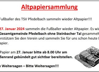 Altpapiersammlung am 27.01.2024
