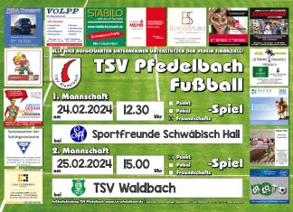 Erste Mannschaft am Samstag mit Testspiel beim Verbandsligisten Spfr. Schwäbisch Hall