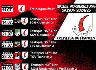 Vorbereitungsplan 2. Mannschaft Vorrunde Saison 2024/25