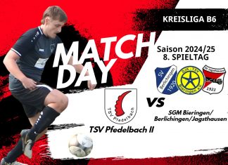 2. Mannschaft – Kreisliga B6 Franken 8. Spieltag: TSV Pfedelbach II – SGM Bieringen/Jagsthausen/Berlichingen 1:4 (1:1)