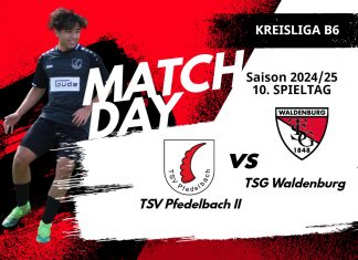2. Mannschaft – Kreisliga B6 Franken 10. Spieltag: TSV Pfedelbach II – TSG Waldenburg 2:3 (1:1)