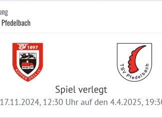 2. Mannschaft – Kreisliga B6 13. Spieltag: TSV Kupferzell II – TSV Pfedelbach II ins neue Jahr verlegt