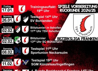 Vorbereitungsplan 1. Mannschaft Rückrunde Saison 2024/25