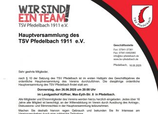 Jahreshauptversammlung des TSV Pfedelbach