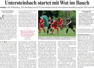 2. Mannschaft: neue Saison startet am Wochenende. Ein Ausblick aus der Hohenloher Zeitung