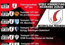Vorbereitungsplan 1. Mannschaft Rückrunde Saison 2025/26