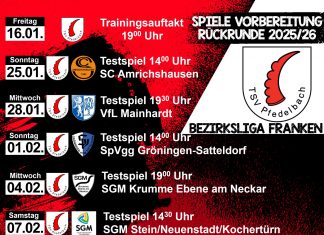 Vorbereitungsplan 1. Mannschaft Rückrunde Saison 2025/26