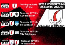 Vorbereitungsplan 2. Mannschaft Rückrunde Saison 2025/26