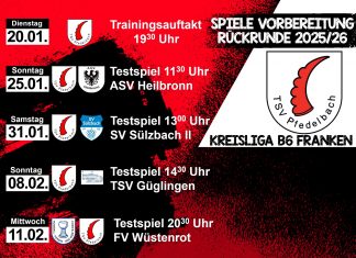 Vorbereitungsplan 2. Mannschaft Rückrunde Saison 2025/26
