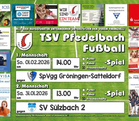 1. Mannschaft am kommenden Sonntag gegen Satteldorf, 2. Mannschaft am Samstag gegen Sülzbach 2
