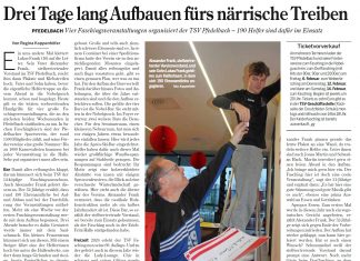 Pressebericht aus der Hohenloher Zeitung vom 05.02.2026 zum Pfedelbacher Fasching, der am kommenden Freitag beginnt