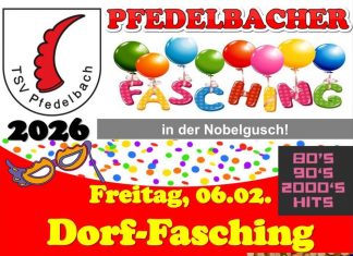 Am Freitag findet der Pfedelbacher Dorffasching statt! Gewinnspiel dazu auf Instagram!