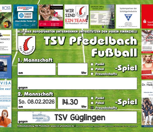 Spiel der 1. Mannschaft am Samstag findet nicht statt, 2. Mannschaft am Sonntag gegen Güglingen