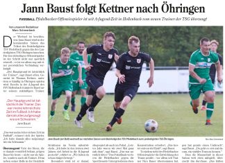 Bericht aus der HZ: Jann Baust folgt Kettner nach Öhringen
