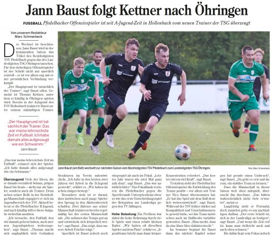 Bericht aus der HZ: Jann Baust folgt Kettner nach Öhringen