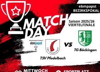 1. Mannschaft – Vorbericht Viertelfinale ebm-papst-Bezirkspokal Franken: TSV Pfedelbach – TG Böckingen
