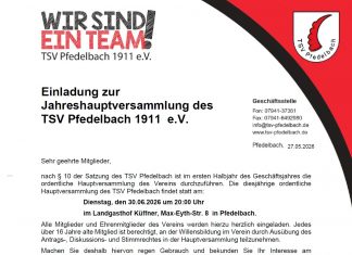 Jahreshauptversammlung des TSV Pfedelbach
