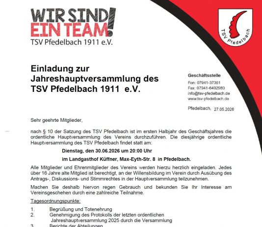 Jahreshauptversammlung des TSV Pfedelbach