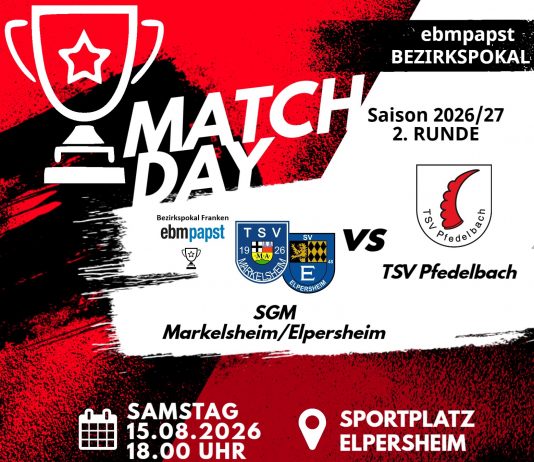 Auslosung 2. Runde Bezirkspokal: SGM Markelsheim/Elpersheim – TSV Pfedelbach, SGM Unterheimbach/Scheppach-Adolzfurt – TSV Pfedelbach II