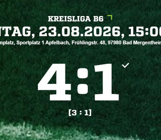 2. Mannschaft – Kreisliga B6 1. Spieltag: SpVgg Apfelbach/Herrenzimmern – TSV Pfedelbach 2 4:1 (3:1)