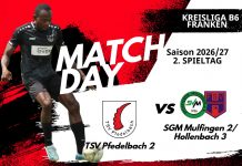 2. Mannschaft – Kreisliga B6 Vorbericht 2. Spieltag: TSV Pfedelbach – SGM Mulfingen 2/Hollenbach 3