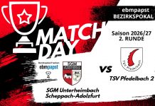 2. Mannschaft – 2. Runde ebm-papst-Bezirkspokal Franken: SGM Unterheimbach/Scheppach-Adolzfurt – TSV Pfedelbach 2 findet nun am 09.09.2026 statt!