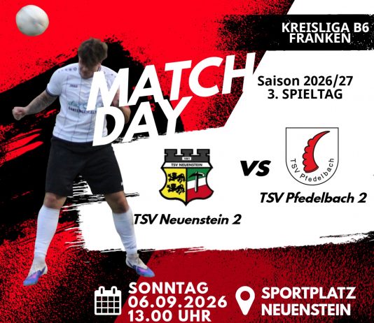2. Mannschaft – Kreisliga B6 Franken Vorbericht 3. Spieltag: TSV Neuenstein 2 – TSV Pfedelbach 2