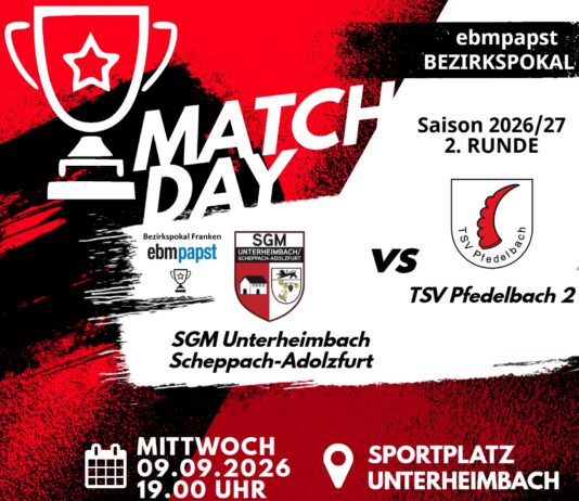 2. Mannschaft – Vorbericht 2. Runde ebm-papst-Bezirkspokal Franken: SGM Unterheimbach/Scheppach-Adolzfurt – TSV Pfedelbach 2