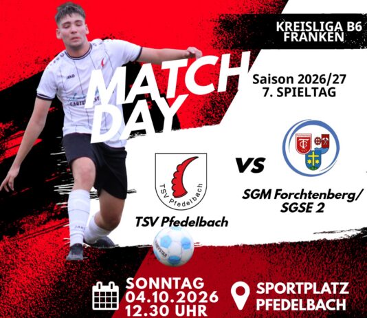 2. Mannschaft – Kreisliga B6 Vorbericht 7. Spieltag: TSV Pfedelbach 2 – SGM Forchtenberg/SGSE 2