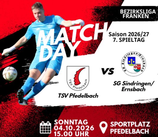 1. Mannschaft – Bezirksliga Vorbericht 7. Spieltag: TSV Pfedelbach – SG Sindringen/Ernsbach