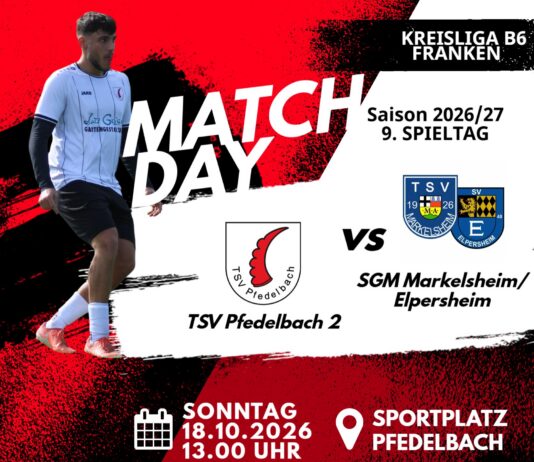 2. Mannschaft – Kreisliga B6 Vorbericht 9. Spieltag: TSV Pfedelbach 2 – SGM Markelsheim/Elpersheim