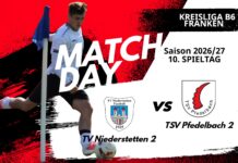 2. Mannschaft – Kreisliga B6 Franken Vorbericht 10. Spieltag: TV Niederstetten 2 – TSV Pfedelbach 2