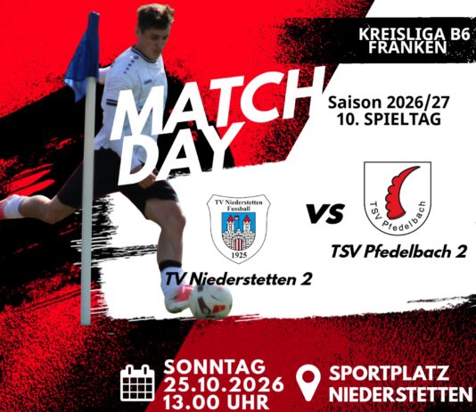 2. Mannschaft – Kreisliga B6 Franken Vorbericht 10. Spieltag: TV Niederstetten 2 – TSV Pfedelbach 2